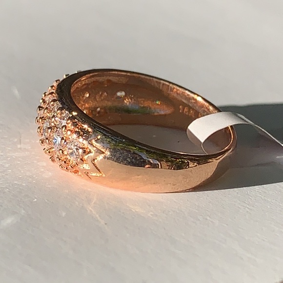 Sterling Silver Rose Gold Plated Cz Ring/ Band - Picture 2 of 7
